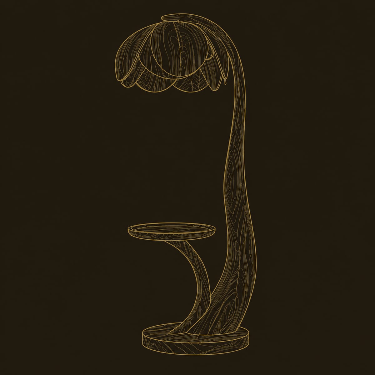 Flower Shade Floor Lamp With Arched Stem And Side Tray dimension diagram