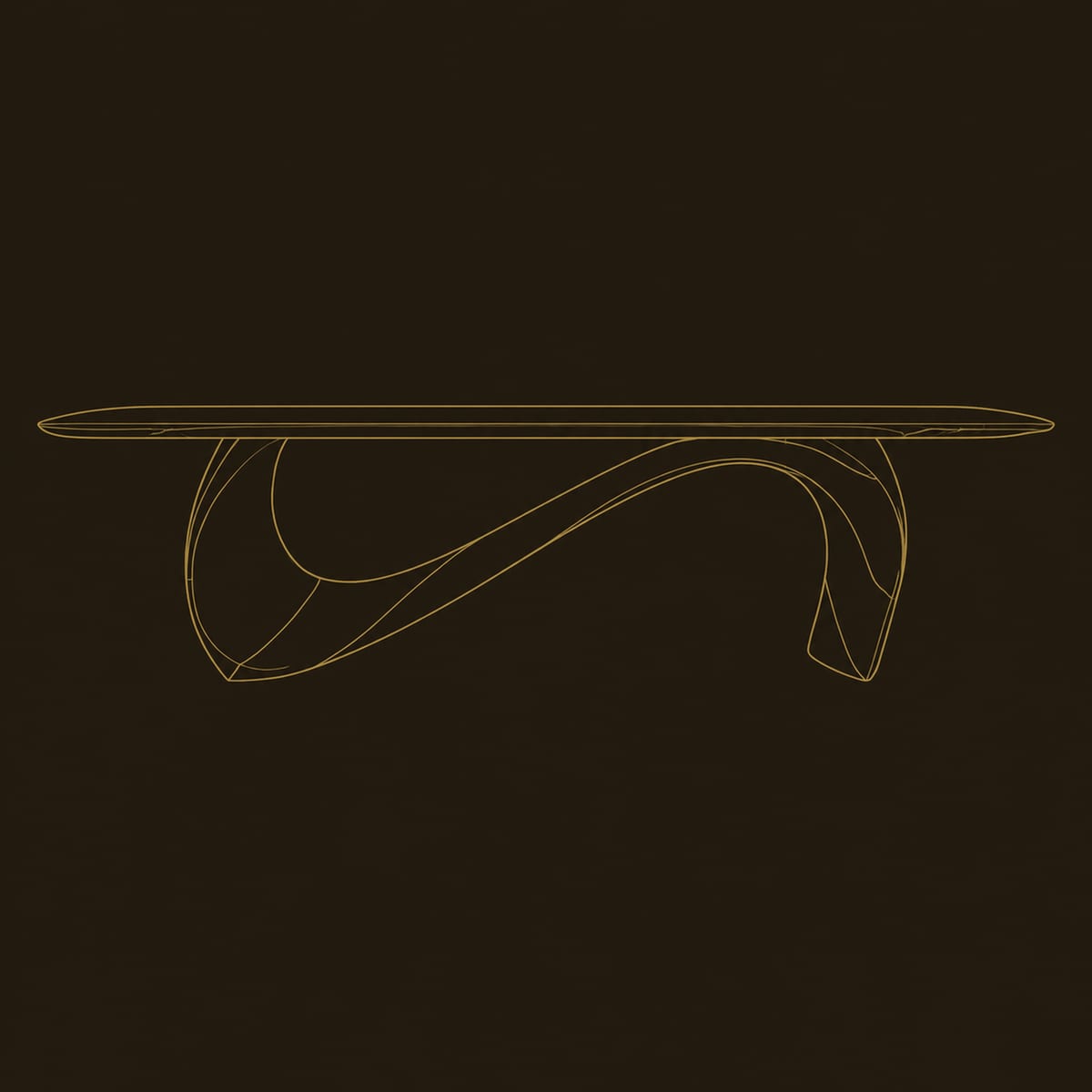 Flowing Wave Base Dining Table With A Long Smooth Top dimension diagram