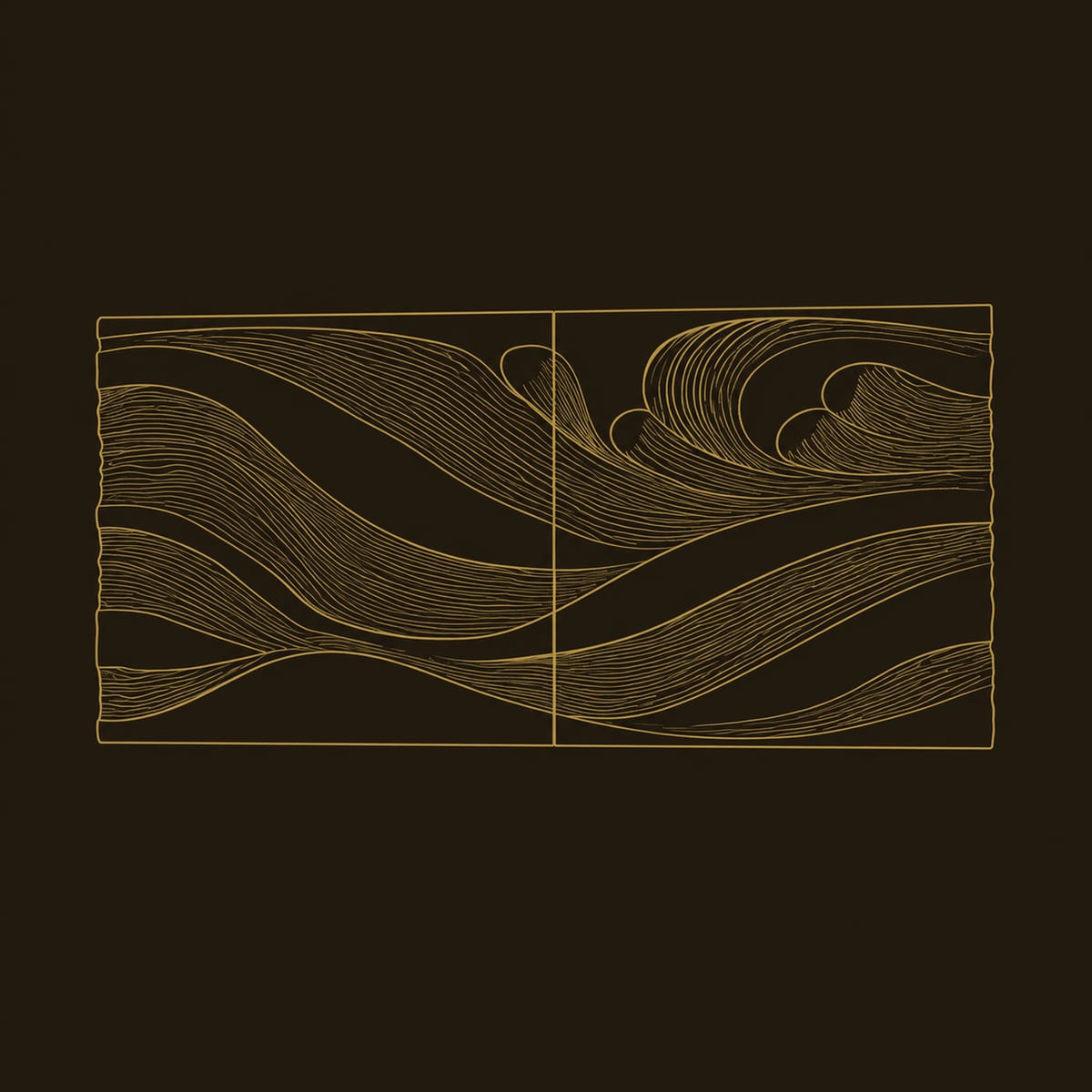 Flowing Wave Relief Wall Art In Two Joined Panels dimension diagram