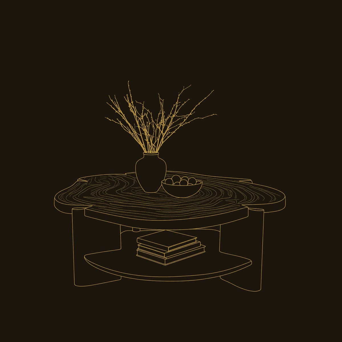 Free Edge Round Coffee Table in Solid Hardwood dimension diagram