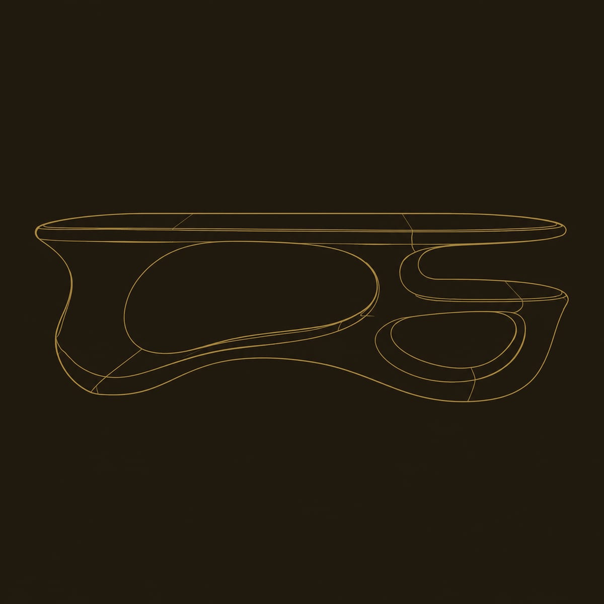 Freeform Sculpted Desk With Open Loop Base dimension diagram