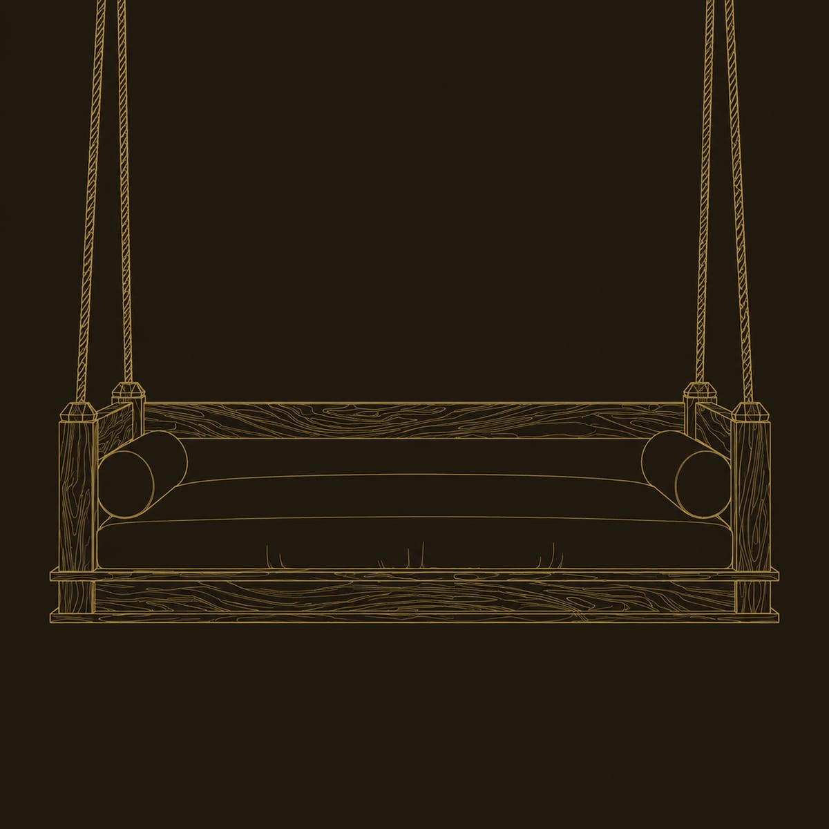 Hanging Daybed Swing With Thick Ropes And Low Rail Frame dimension diagram