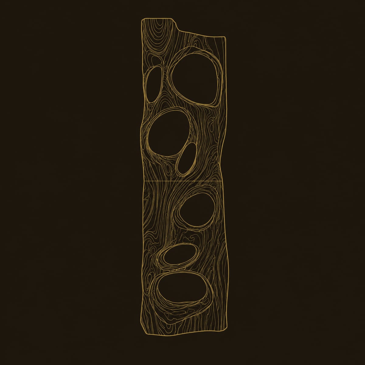 Hollowed Wood Wall Art Panel With Irregular Oval Cutouts dimension diagram