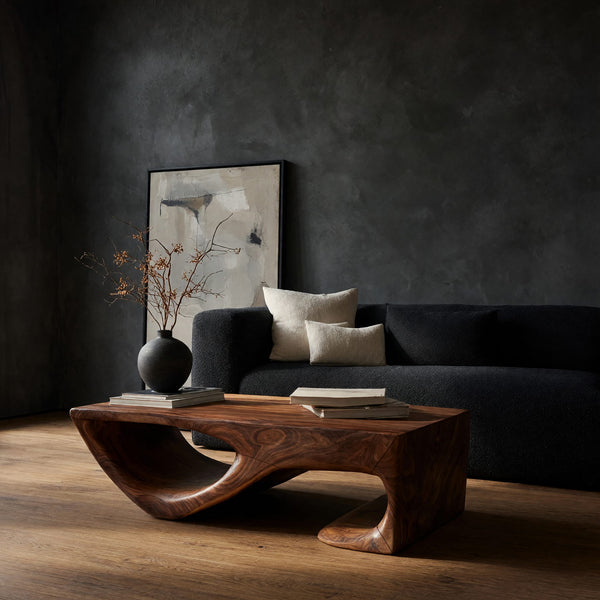 Hooked End Coffee Table with a Scooped Hollow