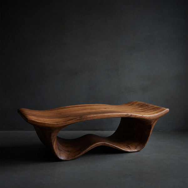 Solid Wood Teak Shower Bench Sculptural Bathroom