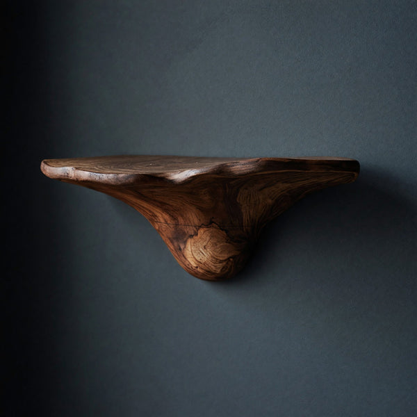 Solid Wood Mushroom Shelf Handcrafted Live Edge Entryway