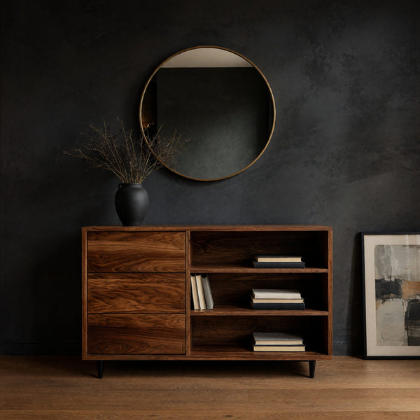 Console Table with Three Drawers and Stepped Shelves