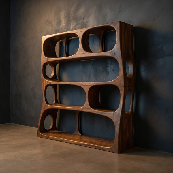 Farmhouse Sculptural Bookshelf Storage Organizer For Home Office