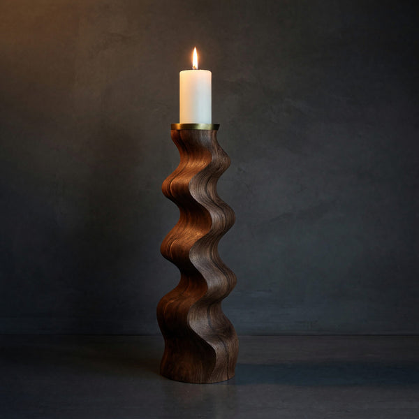 Solid Wood Candle Holder Handcrafted Stand Furniture Accent Display