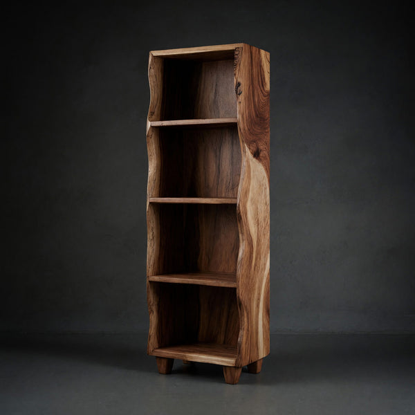 Solid Wood Corner Wall Bathroom Shelf Cabinet With Flowing Edges Spa