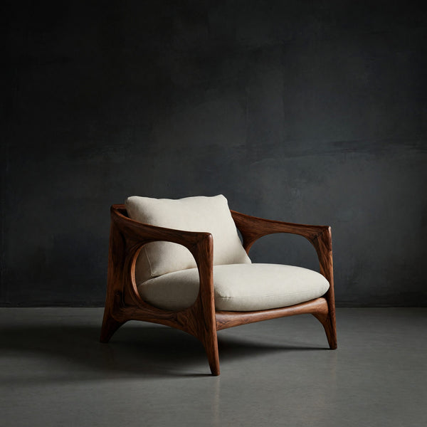 Solid Wood Chair Lounge With Carved Frame Living Room