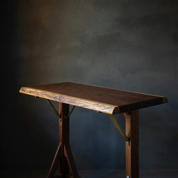 Solid Wood Bar Table Rustic Live Edge Balcony Rail Mount Patio