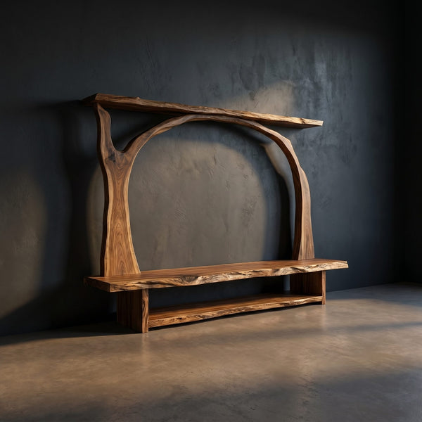 Wooden Tv Cabinet With Sculptural Branch Frame For Modern Living