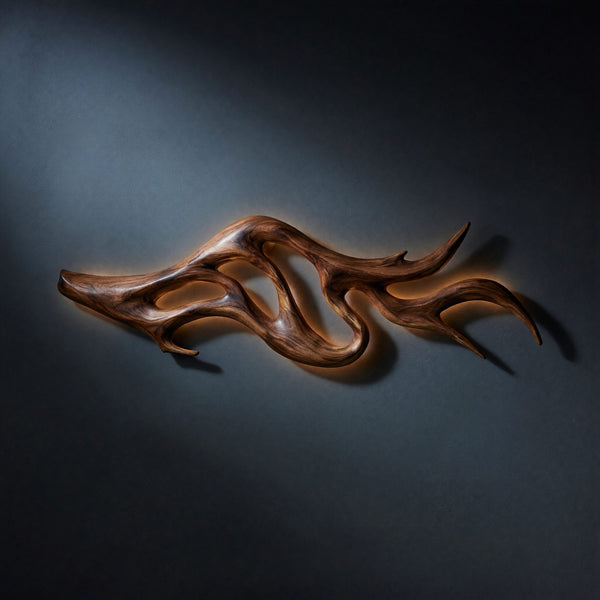 Artistic Wood Wall Light With Sculptural Form For Bedroom