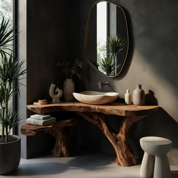 Solid Wood Live Edge Vanity Master Bathroom