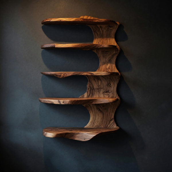 Solid Wood Spice Rack Rustic Kitchen Decor Storage Shelf