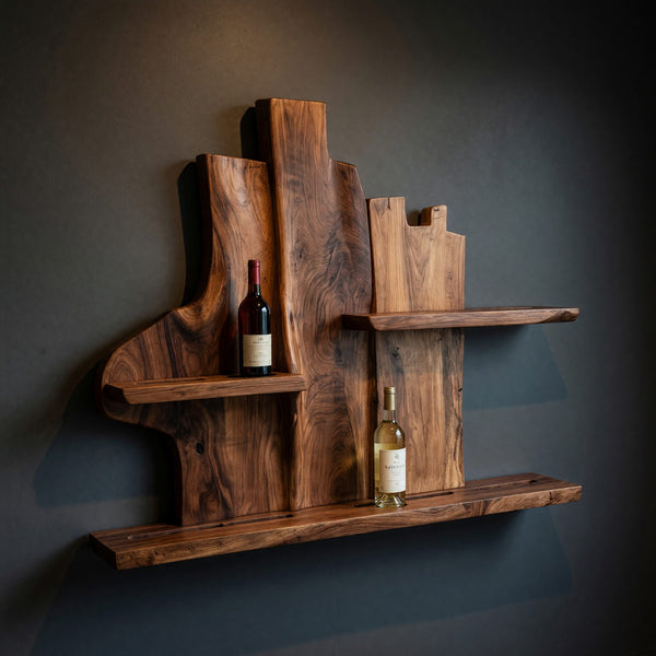 Solid Wood Wine Rack Rustic Wall Winestand Dining Lounge Bottle Showcase