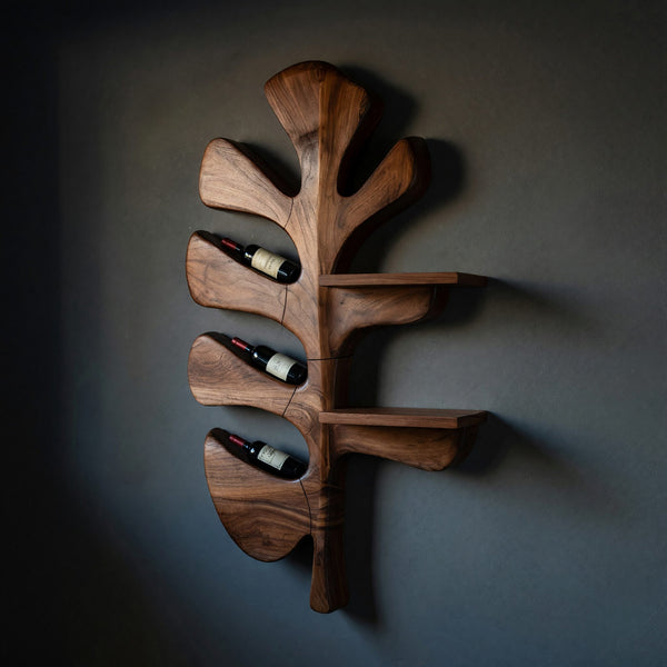 Solid Wood Wine Rack Wall Dining Room Bottle Accent Storage