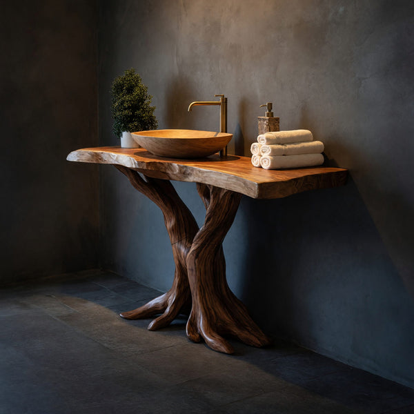 Solid Wood Live Edge Vanity Bathroom Handmade Bathroom