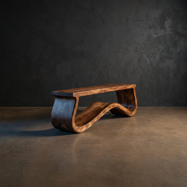 Modern Seating Bench Organic Curved Design For Entryway