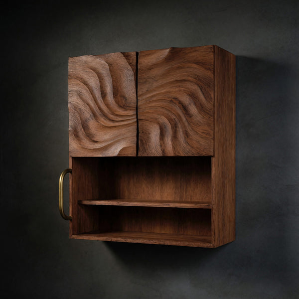 Solid Wood Corner Wall Bathroom Shelf Spa Cabinet