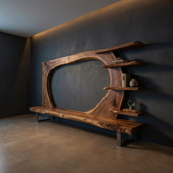 Wooden Tv Stand With Frame Includes Display Shelves For Home