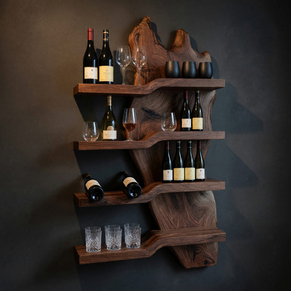 Solid Wood Wine Rack Minimalist Kitchen Wall