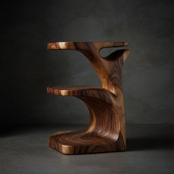 Solid Wood Nightstand With Open Shelf Bedroom
