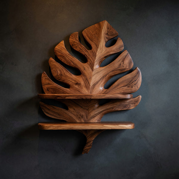 Solid Wood Corner Wall Bathroom Shelf Leaf Spa