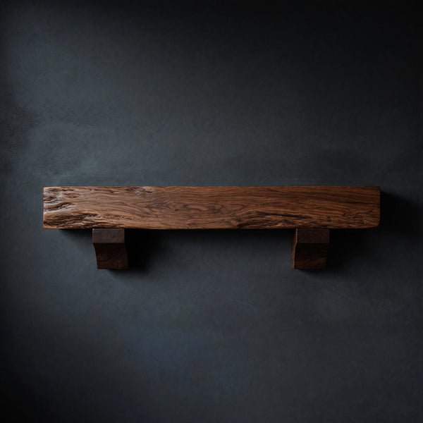 Solid Wood Floating Fireplace Mantel Sculptural Live Edge Holiday Decoration