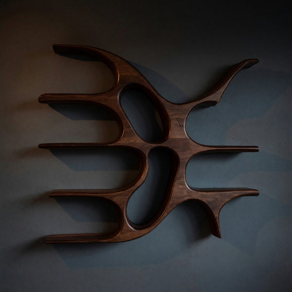 Solid Wood Wall Mounted Shelf Artistic With Unique Design Living Room