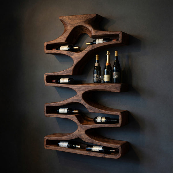 Solid Wood Wine Rack Wall Storage Natural Dining Room