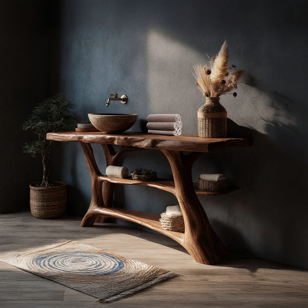 Solid Wood Live Edge Vanity Farmhouse Bathroom Solid Rustic Bathroom