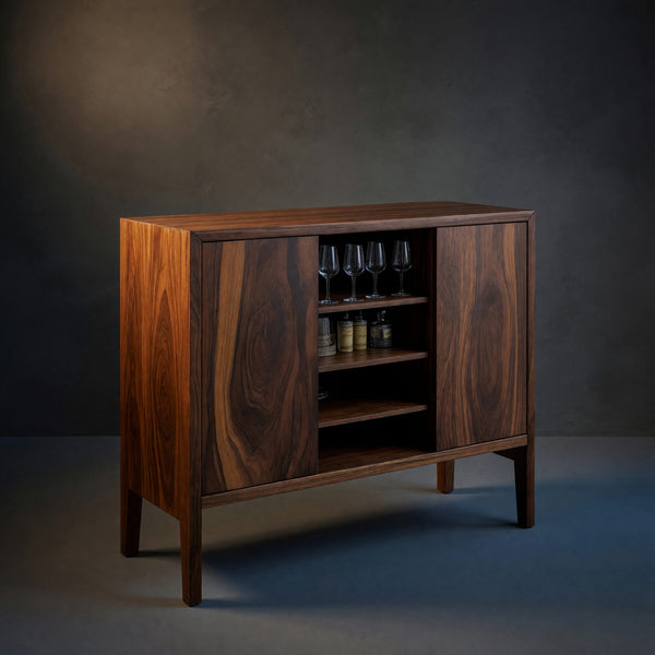 Solid Wood Bar Table Outdoor Cabinet With Wine Storage Patio