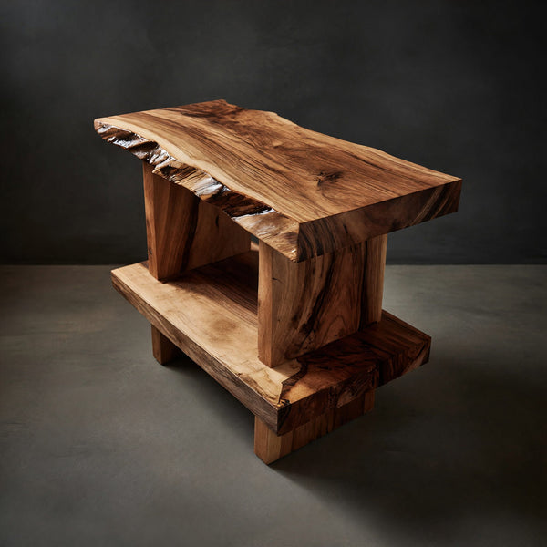 Solid Wood Standing Shelf Artistic Large Display Living Room Storage