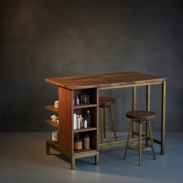 Solid Wood Bar Table Industrial Kitchen With Metal Legs Apartment Dining