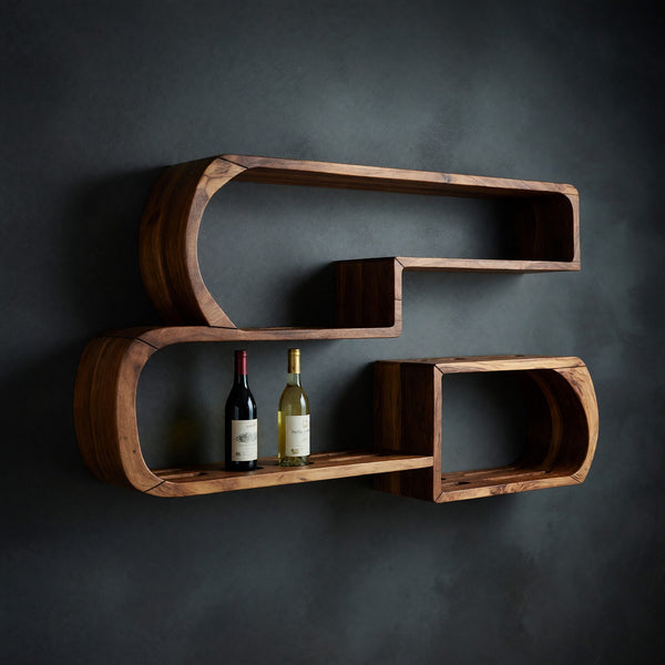 Solid Wood Wine Rack Industrial Wall Living Lounge Beverage Placement