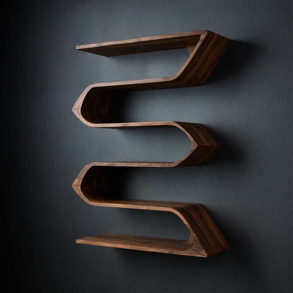 Solid Wood Corner Wall Bathroom Shelf Sculptural Mounted Storage
