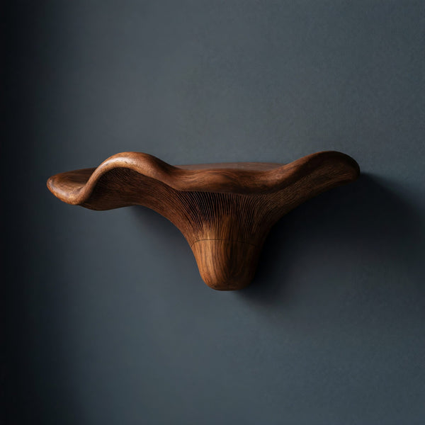 Solid Wood Mushroom Shelf Mid Century Live Edge Living Room