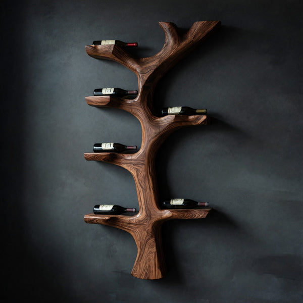 Solid Wood Wine Rack Rustic Branch Style Home Bar