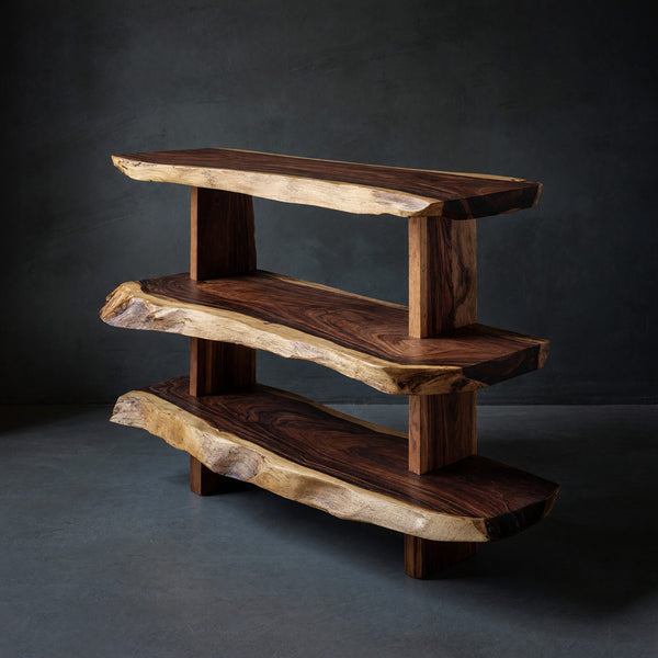 Solid Wood Standing Shelf Mid Century Large Display Living Room Storage