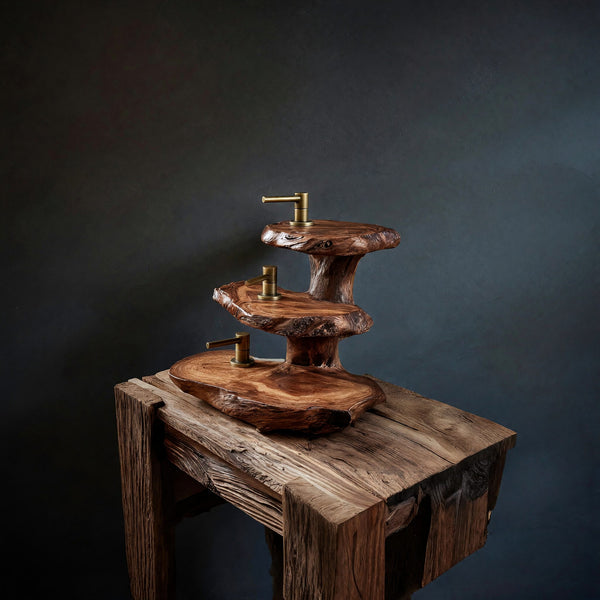 Solid Wood Corner Wall Bathroom Shelf Rustic Nature Inspired