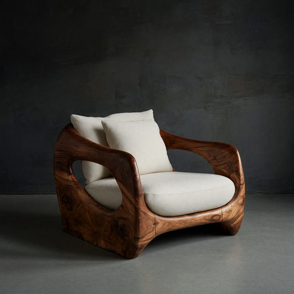 Solid Wood Chair Minimalist Organic Lounge Seating Living Room Interiors