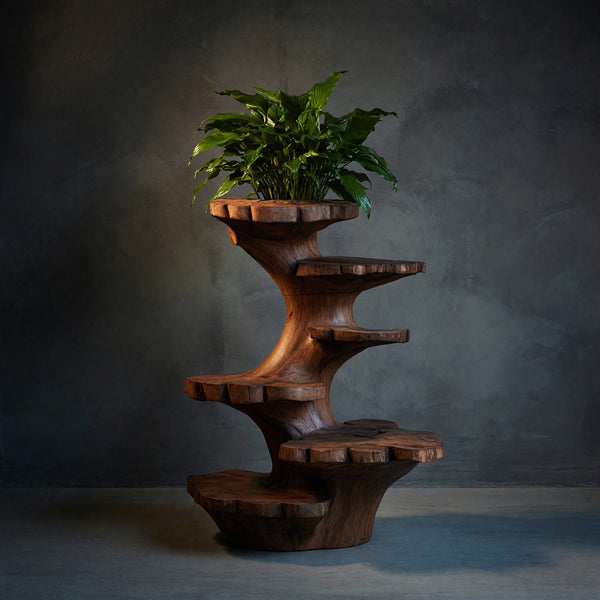 Solid Wood Planters Multi Tier Sculptural Plant Stand Garden