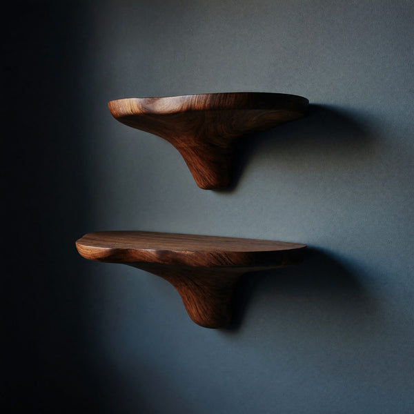 Solid Wood Mushroom Shelf Mid Century Solid Entryway Wall