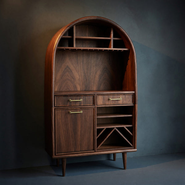Solid Wood Bar Cabinet Arched Wine Dining Room