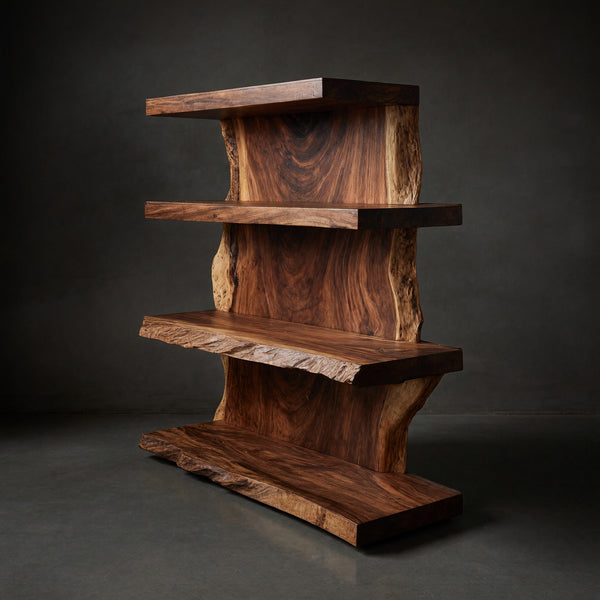 Solid Wood Standing Shelf Live Edge Entryway Storage