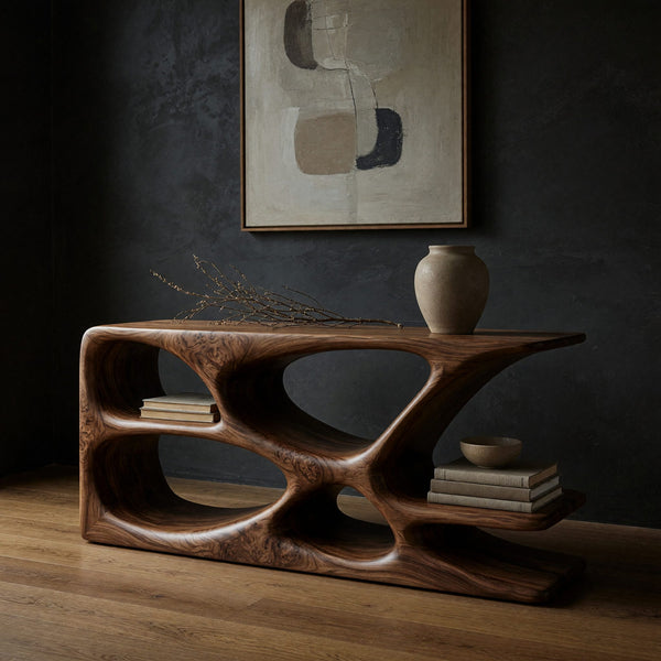 Burled Walnut Console Table for a Living Room