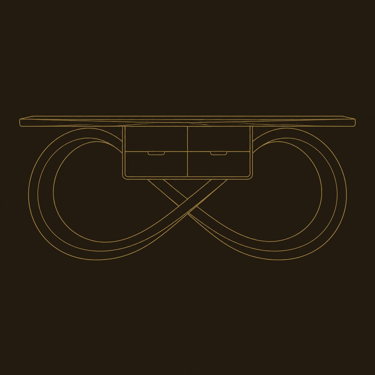 Infinity Loop Base Console Table With Center Box dimension diagram
