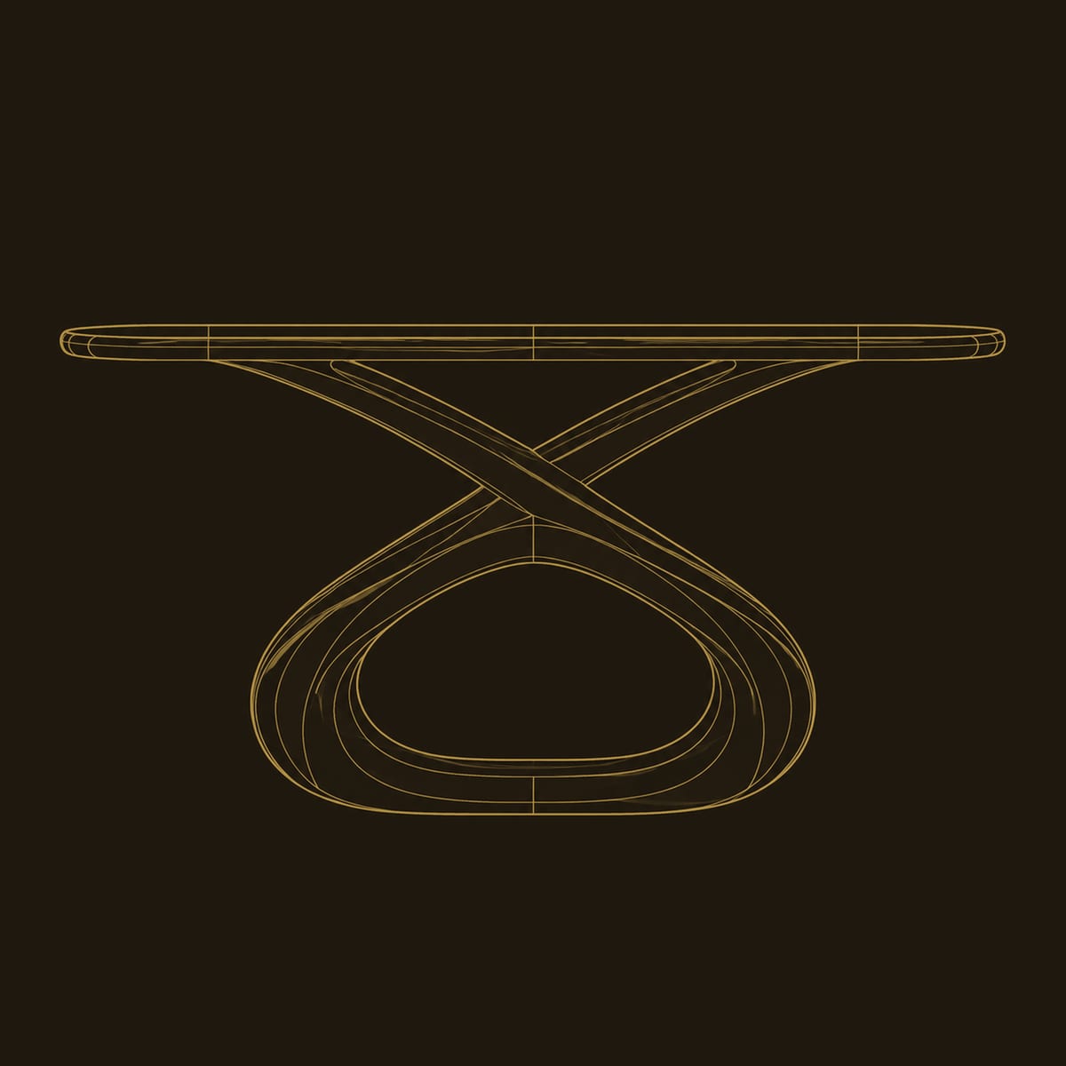 Infinity Loop Console Table With A Twisted Ribbon Base dimension diagram